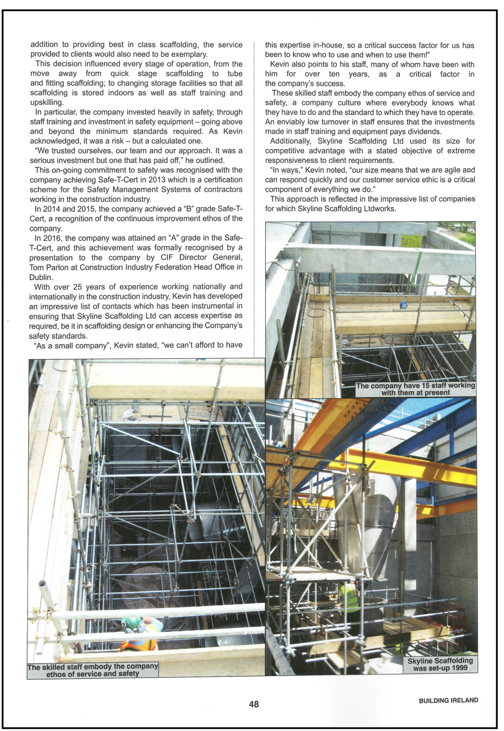 Skyline Scaffolding article Building Ireland 2018 page 2